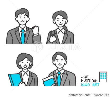 努力求職/求職/招聘的男女上半身矢量圖素材 努力求職/求職/招聘的男女上半身矢量圖素材 98264913