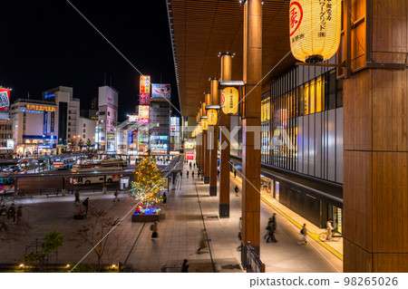 "Nagano Prefecture" Nagano station front / city scenery at night 98265026