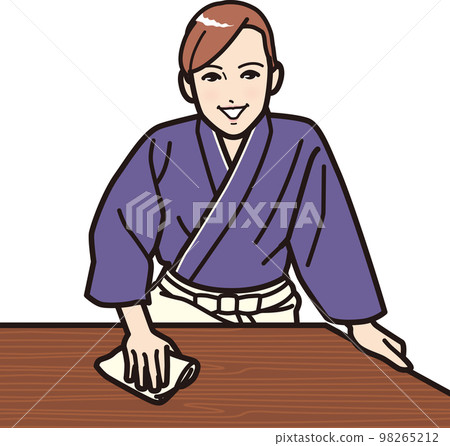 Soba restaurant clerk A wipes the table 98265212
