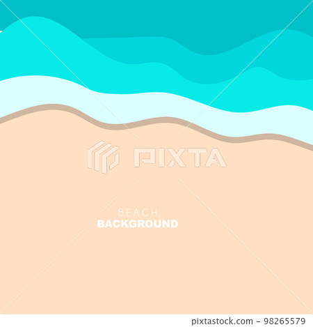 Beach Background, Beach Scene Design With Sand and Ocean Waves, Template Icon Vector Illustration Beach Background, Beach Scene Design With Sand and Ocean Waves, Template Icon Vector Illustration 98265579