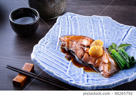 Boiled flatfish and sake Boiled flatfish and sake 98265792