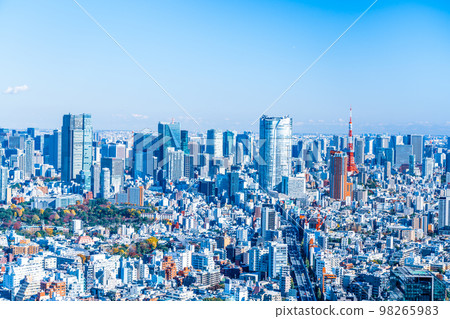 六本木的東京城市景觀和澀谷的東京鐵塔景觀 六本木的東京城市景觀和澀谷的東京鐵塔景觀 98265983