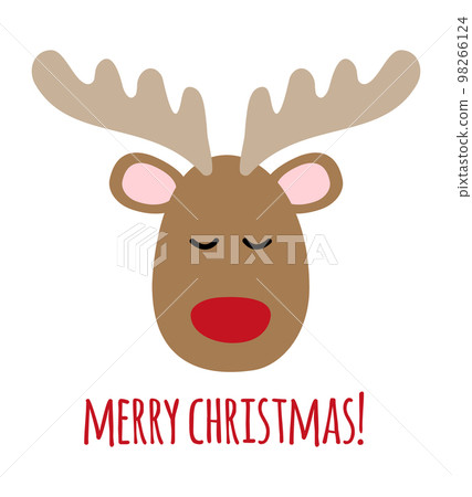 Vector deer face and merry Christmas lettering 98266124