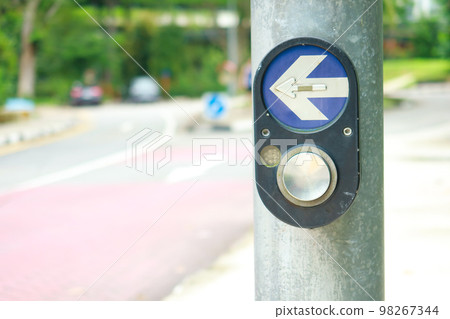 close up of crossing signal button in singapore  98267344