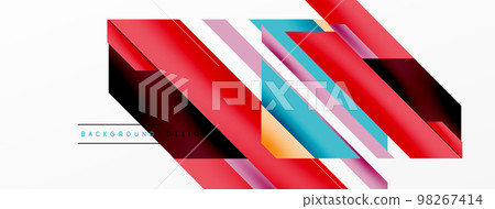 Minimal geometric abstract background. Dynamic 3d lines composition. Trendy techno business template for wallpaper, banner, background or landing 98267414