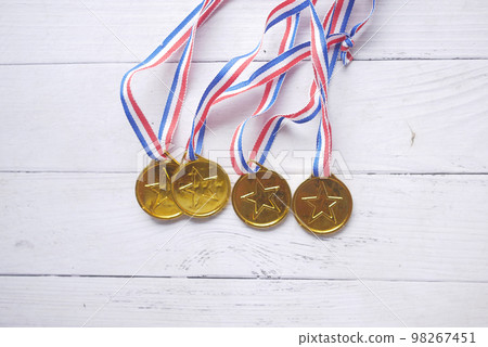 First Place Throphy on white background top view First Place Throphy on white background top view 98267451