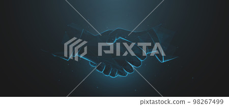 Low poly wireframe Handshake of business partners. Concept of Deal, Partnership, Teamwork, Connection. Vector illustration Low poly wireframe Handshake of business partners. Concept of Deal, Partnership, Teamwork, Connection. Vector illustration 98267499