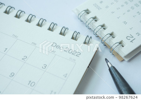 detail shot of a calendar with a December month  98267624