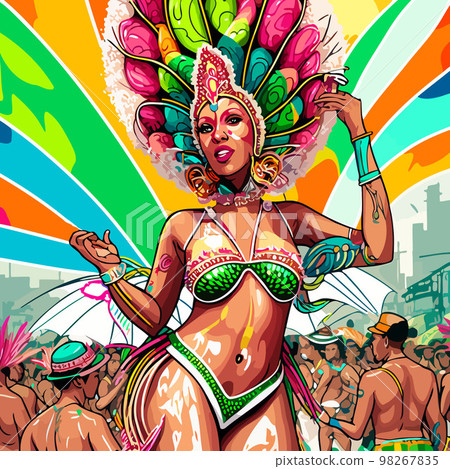 Costumed fictional character representing a fictional samba school 98267835