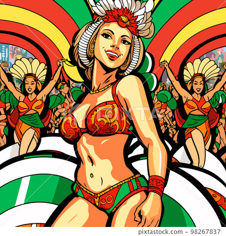 Costumed fictional character representing a fictional samba school Costumed fictional character representing a fictional samba school 98267837