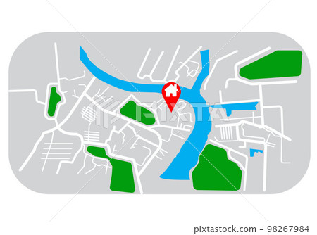 Travel map with pins and house symbols : Vector. Travel map with pins and house symbols : Vector. 98267984