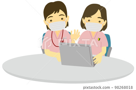Senior nurse teaching a new nurse Senior nurse teaching a new nurse 98268018