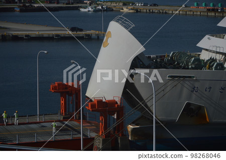 "Retractable car entrance" of car ferry (Sado Island / Ryotsu Port / Sado City, Niigata Prefecture) 98268046
