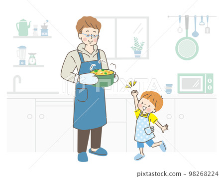 插圖集的父母和孩子做飯 98268224