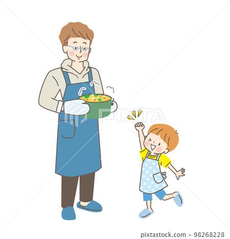 Illustration set of parent and child cooking 98268228