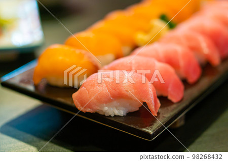 fresh tuna raw sushi on plate 98268432