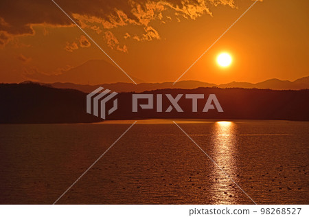 lakeside sunset sky 98268527