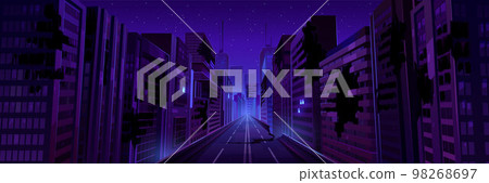 City street with broken buildings and ruins City street with broken buildings and ruins 98268697