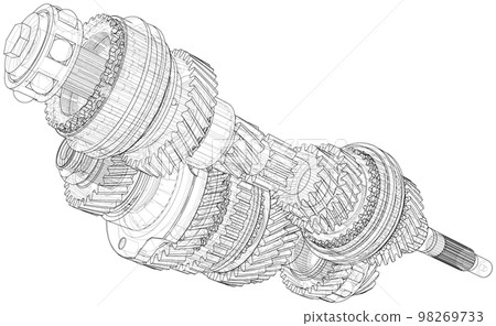 Gearbox sketch. Vector 98269733