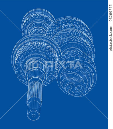 Gearbox sketch. Vector Gearbox sketch. Vector 98269735