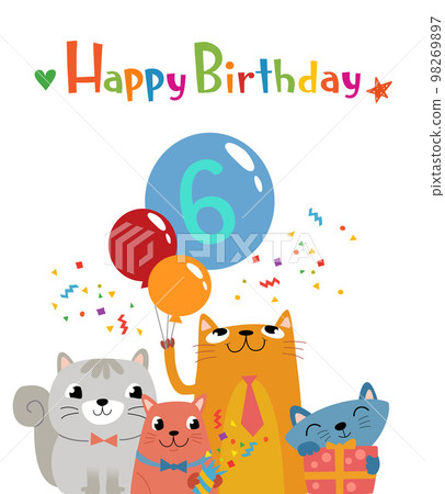 The group of funny cats for birthday invitation The group of funny cats for birthday invitation 98269897