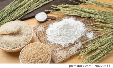 Rice flour image | Rice flour, white rice, brown rice, ear of rice Rice flour image | Rice flour, white rice, brown rice, ear of rice 98270511