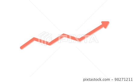 Long arrow icon rising to the right while going up and down - Red - Image material of rise / growth / increase in profit / deficit Long arrow icon rising to the right while going up and down - Red - Image material of rise / growth / increase in profit / deficit 98271211