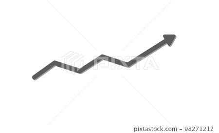 一個長箭頭的圖標在上下移動時向右上升-上升、增長、盈餘的圖像材料 98271212
