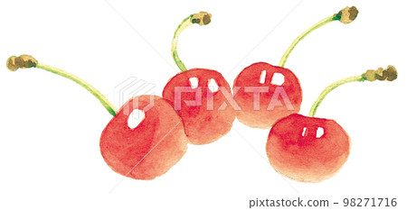 Watercolor: four cherries 98271716