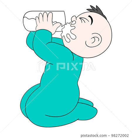 baby boy is acting cute drinking milk excitedly baby boy is acting cute drinking milk excitedly 98272002