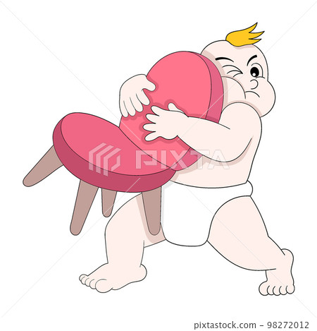 baby boy is doing funny behavior lifting a chair baby boy is doing funny behavior lifting a chair 98272012