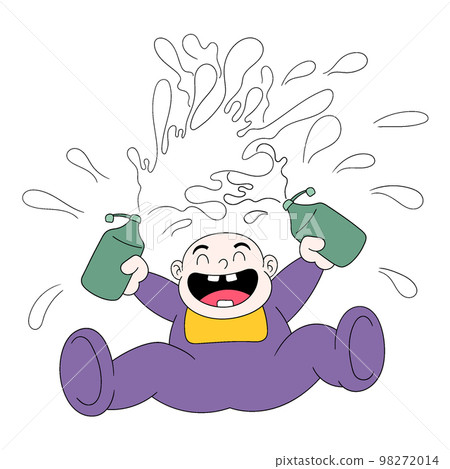 baby boy is happily spilling milk baby boy is happily spilling milk 98272014