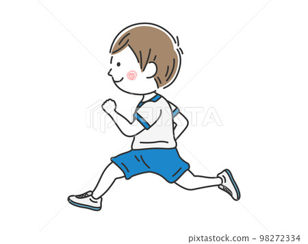 一個男孩穿著運動服跑步的插圖 98272334