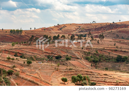 Devastated central Madagascar landscape - Mandoto, Vakinankaratra Madagascar Devastated central Madagascar landscape - Mandoto, Vakinankaratra Madagascar 98273169