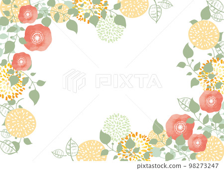 Scandinavian style flower material background frame stylish watercolor flower green plant 98273247
