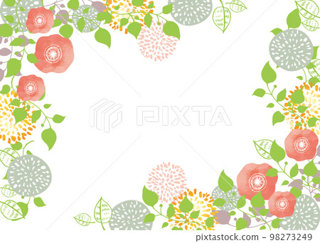 Scandinavian style flower material background frame stylish watercolor flower green plant 98273249