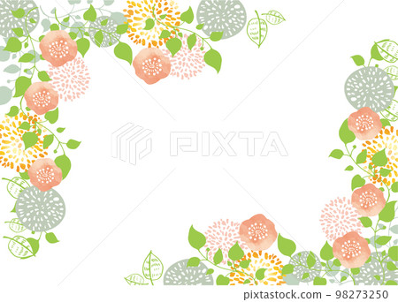 Scandinavian style flower material background frame stylish watercolor flower green plant 98273250