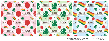 Set of Black History Month Seamless Pattern of African American Holiday in Template Hand Drawn Cartoon Flat Design Illustration Set of Black History Month Seamless Pattern of African American Holiday in Template Hand Drawn Cartoon Flat Design Illustration 98273275