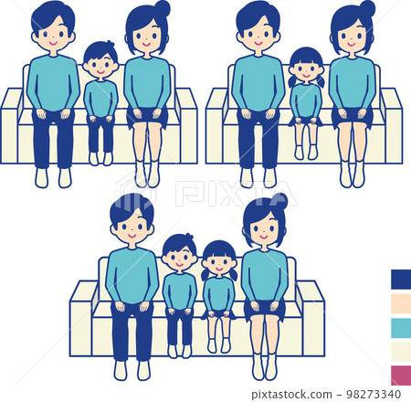 坐在沙發上的家庭插畫集 98273340