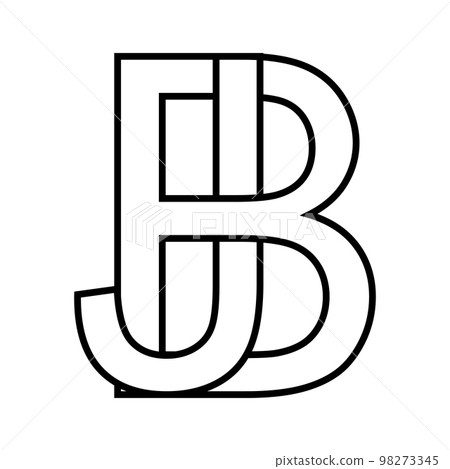 Logo sign bj jb icon, double letters, logotype b j 98273345