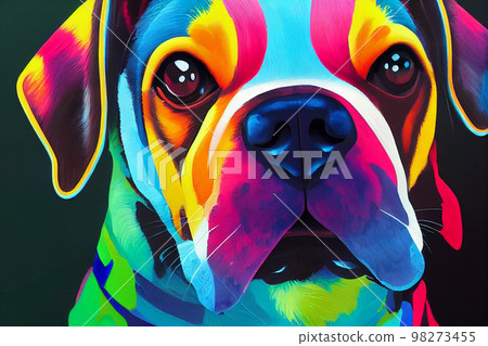Art painting oil colorful dog face 98273455