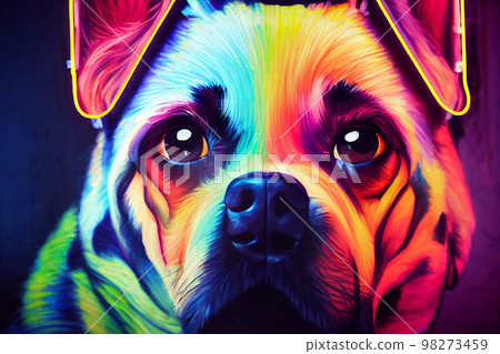 Art painting oil colorful dog face 98273459