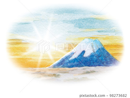 水彩畫:一年中的第一個日出 水彩畫:一年中的第一個日出 98273682