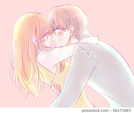 Kiss crazy man and woman couple backlight Kiss crazy man and woman couple backlight 98273865