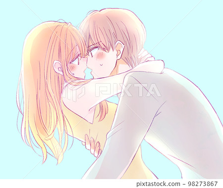 Kiss crazy man and woman couple backlight Kiss crazy man and woman couple backlight 98273867