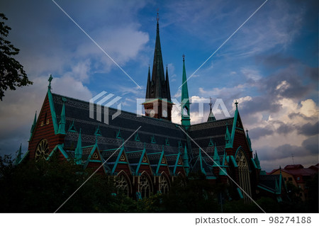Exterior view to Oscar Fredriks Kyrka at Gothenburg, Sweden 98274188