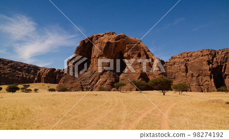 Abstract Rock formation at plateau Ennedi near Aloba arch in Chad Abstract Rock formation at plateau Ennedi near Aloba arch in Chad 98274192