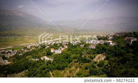 Aerial panoramic view to Gjirokaster city, Albania 98274222
