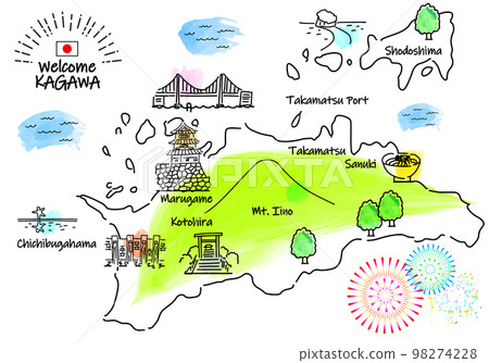 香川縣觀光景點簡筆劃插圖圖 98274228