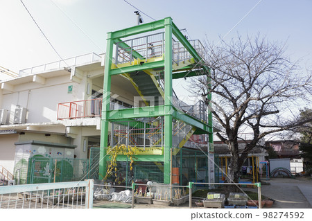 Tsunami evacuation shelter Evacuation stairs Tsunami evacuation shelter Evacuation stairs 98274592